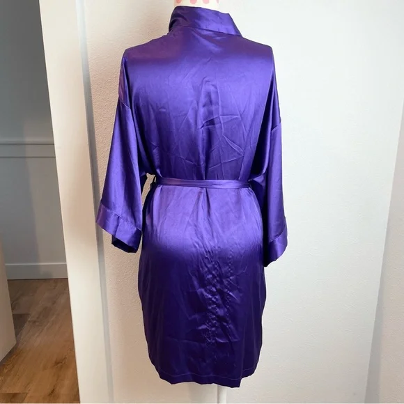 Victoria’s Secret Kimono Robe Purple Satin Women’s Small / Medium - Picture 5 of 8